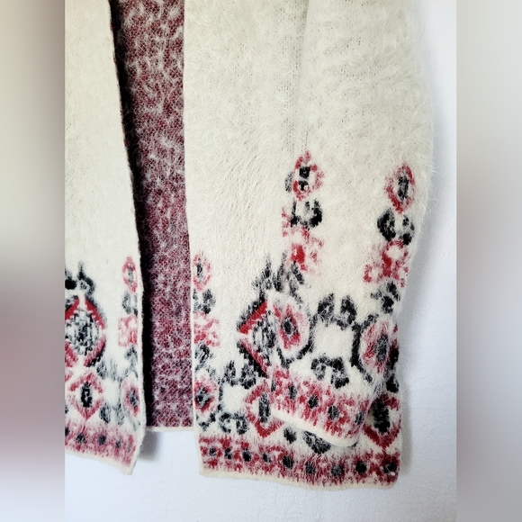 Knox Rose Women's Open Front Cardigan Nordic/Isle Pattern Fuzzy/Eyelach Medium - Picture 10 of 16